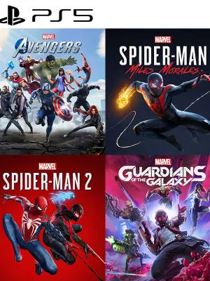 4 juegos en 1 Marvels Avengers mas Marvel's Spider-Man: Miles Morales mas MARVEL'S SPIDER MAN 2 mas Marvel's Guardians of the Galaxy PS5